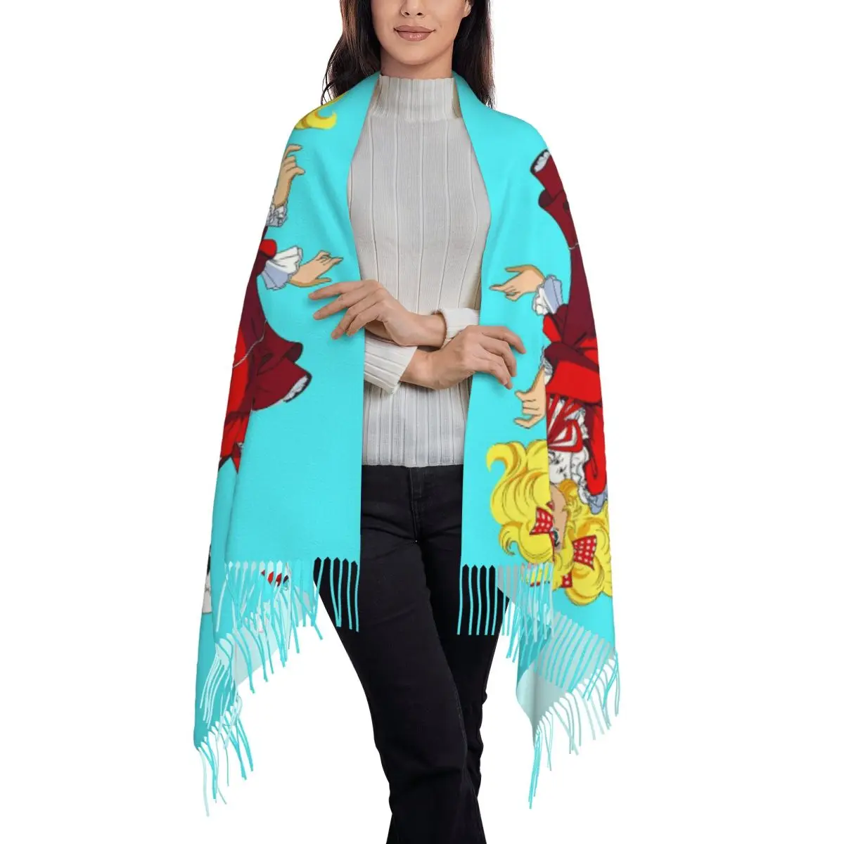 Candy Candy Snow Capucin Scarf Tassel Scarves for Women Soft Warm Shawls and Wraps Large Fall Winter Shawl Wrap