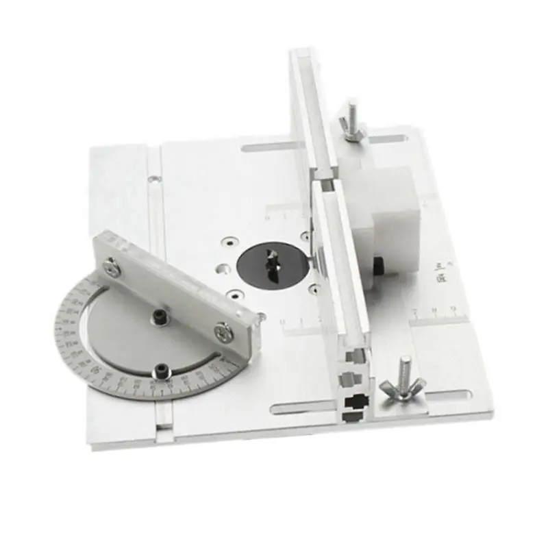 A02F-Router Table Insert Plate Miter Gauge For Woodworking Benches Table Saw Multifunctional Trimmer Engraving Machine-Silver