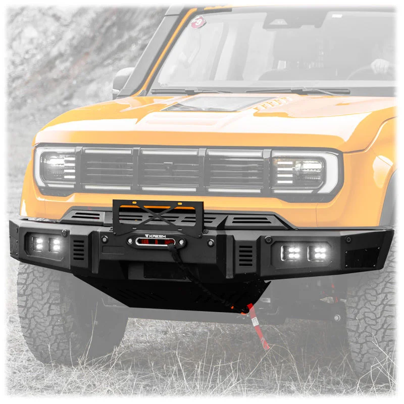 اكسسوارات السيارات المصد الأمامي الحرس غطاء شريط الثور 4WD تعديل ل BAIC BJ40PRO 2024-2027 ل BJ40 الصلب الثور بار