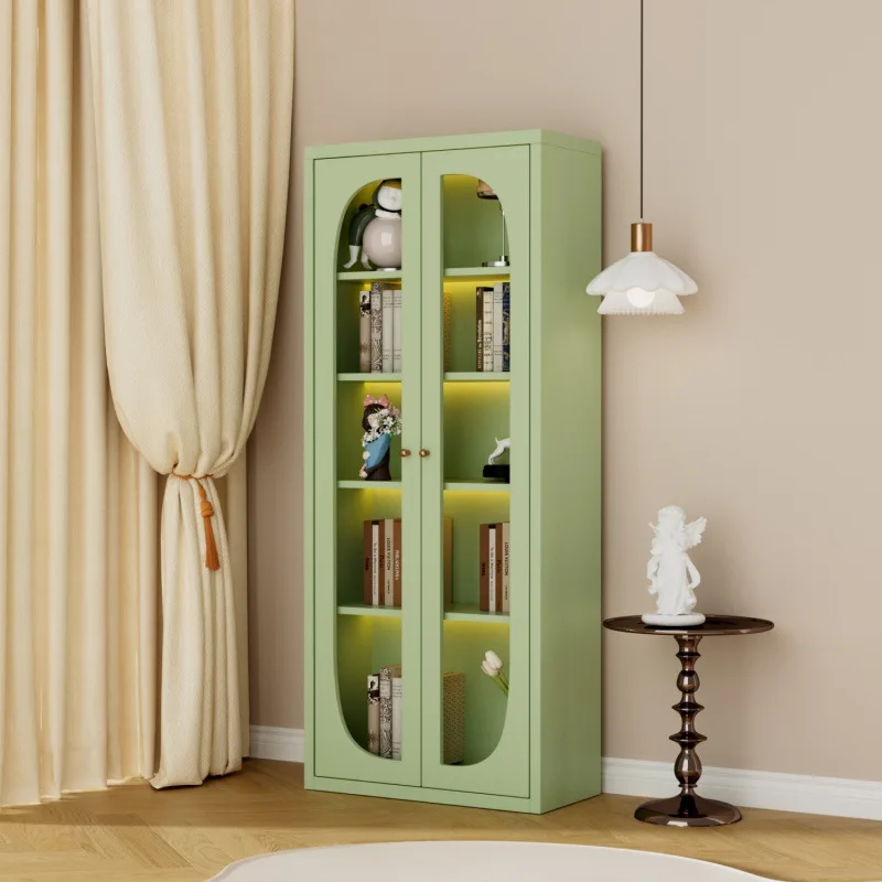 

Французский кремовый ветер из кованого железа, книжная полка, бытовая полка для гостиной, пылезащитная стеклянная дверь, шкафчик, витрина