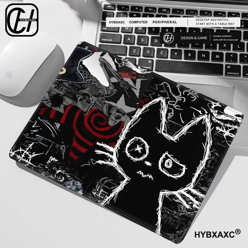 Black cat Mouse Pad Large Square Computer Office Game Table Mats Rubber Anti-slip Mousepads Small Decor Desk Pads Size optional