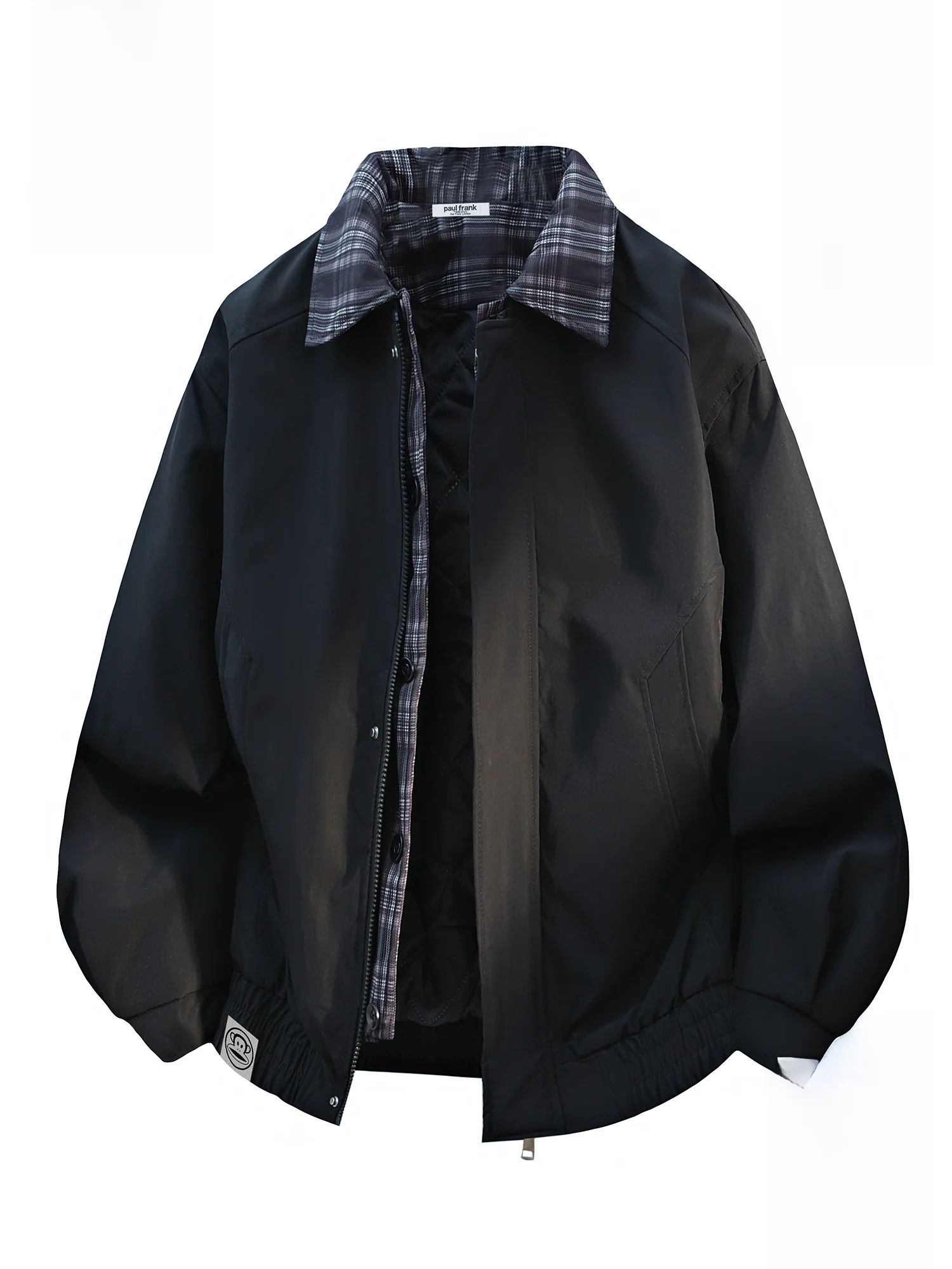 

PaulFrank Plaid Thiened Winter Jaet Men's Casual Warm Outerwear Loose Fit Youth Faion Polyester Fiber Zipper Closure