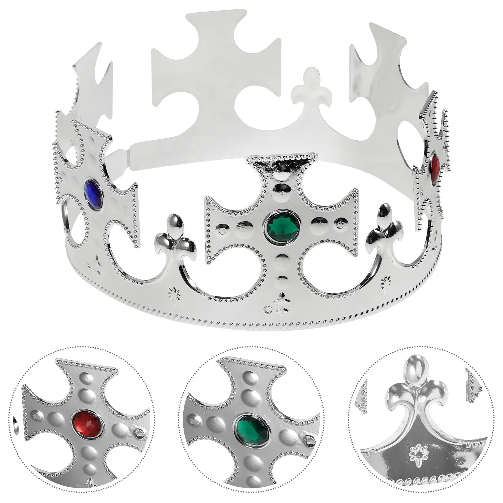 

2 pcs Halloween King Crown Plastic Plated Royal Medieval Cross Crown For Costume Party Theater Prom Wedding Holiday