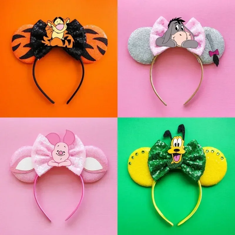 Disney Minnie Mouse Hairband per ragazza anime Mickey fasce bambini adulto Cosplay Bow accessori per capelli donna paillettes copricapo