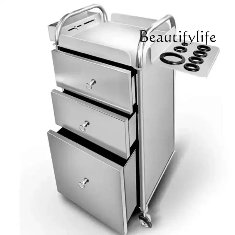 G45 Beauty Trolley Hair Salon Tool Cabinet Multifunctional Storage Rack Cutting Cabinet Hairdressing Salon Auxiliary Cart 미용실 트롤