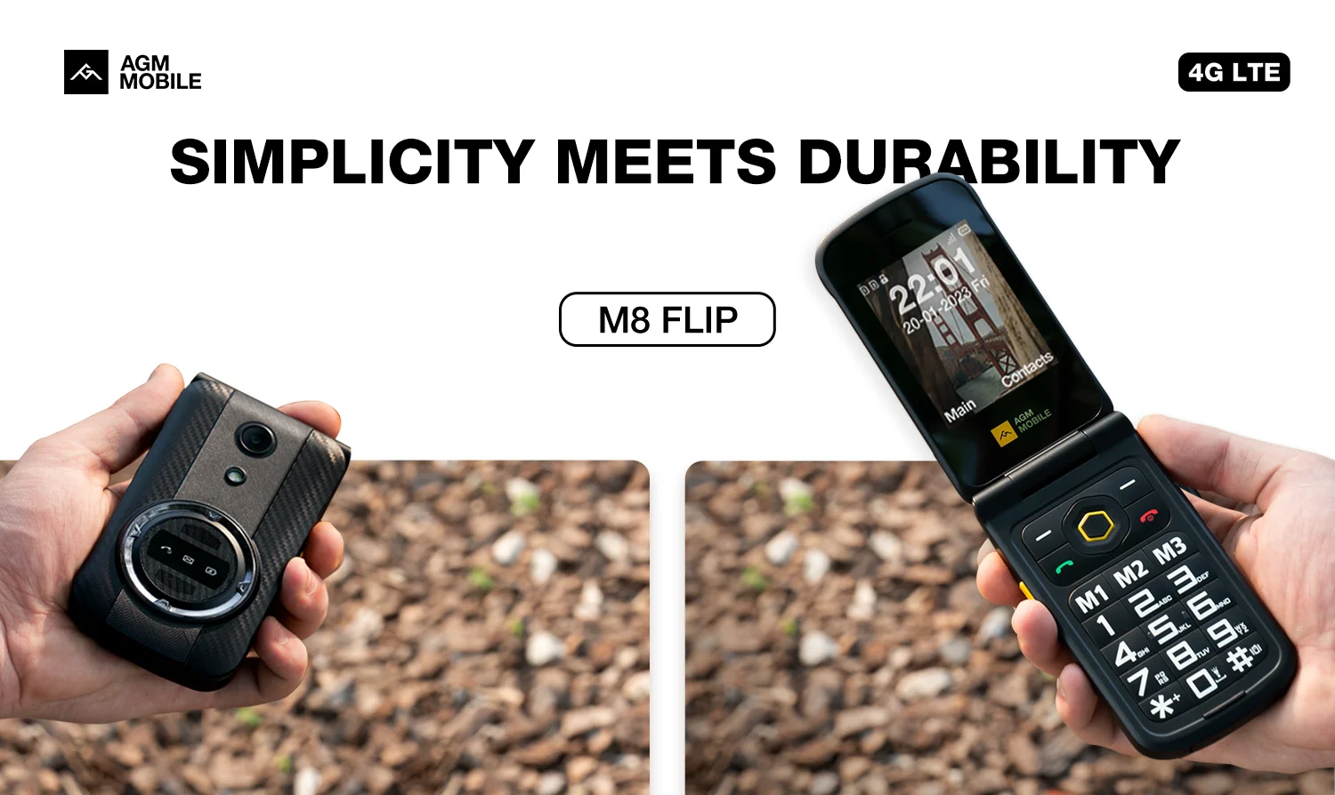 AGM M8 Rugged Flip Phone Senior Safe,No Cam/Bluetooth,WaterProof