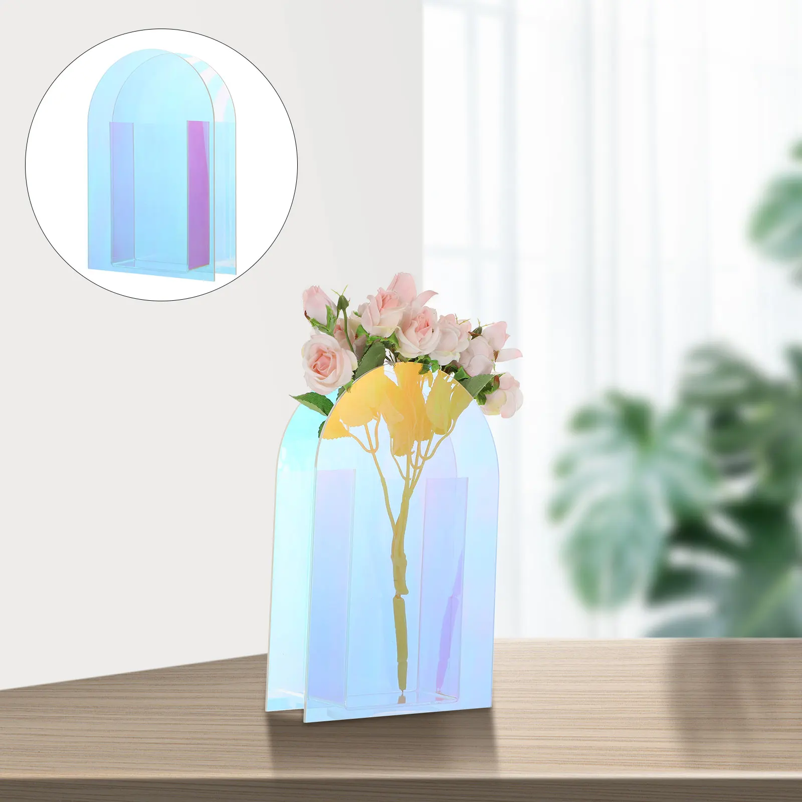 

Acrylic Geometric Shaped Flower Vase Nordic Style Centerpiece Home Decoration Floral Arrangement Container Table Ornament Plant