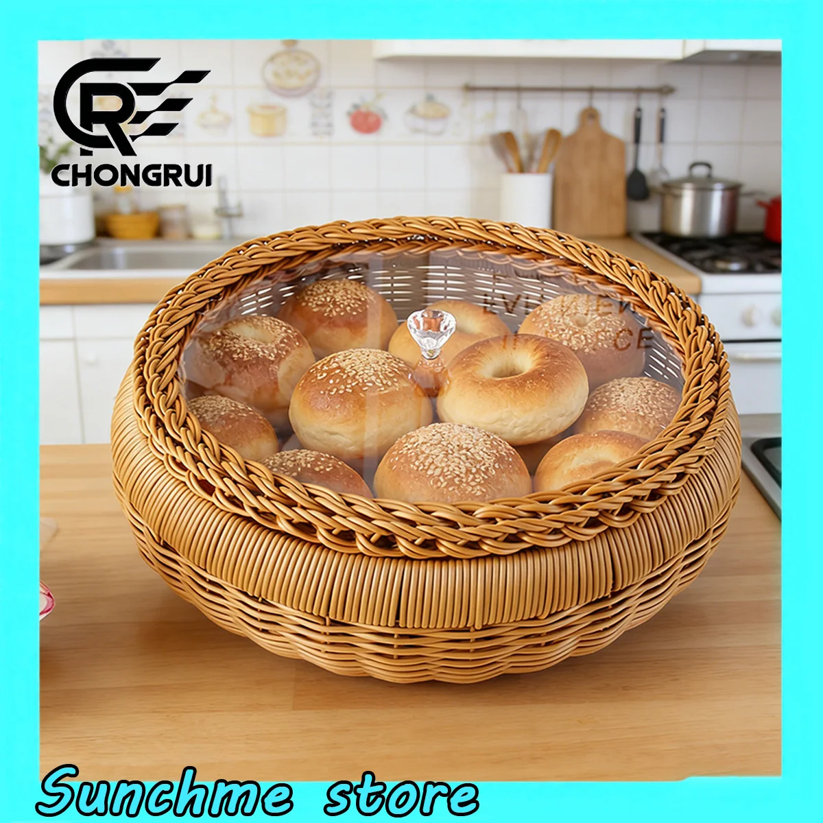 Cestas Organizadoras para Pan, Cestas de Mimbre Sintético Tejidas a Mano para Regalo, Cesta de Picnic para Frutas, Decoración y Organización del Hogar