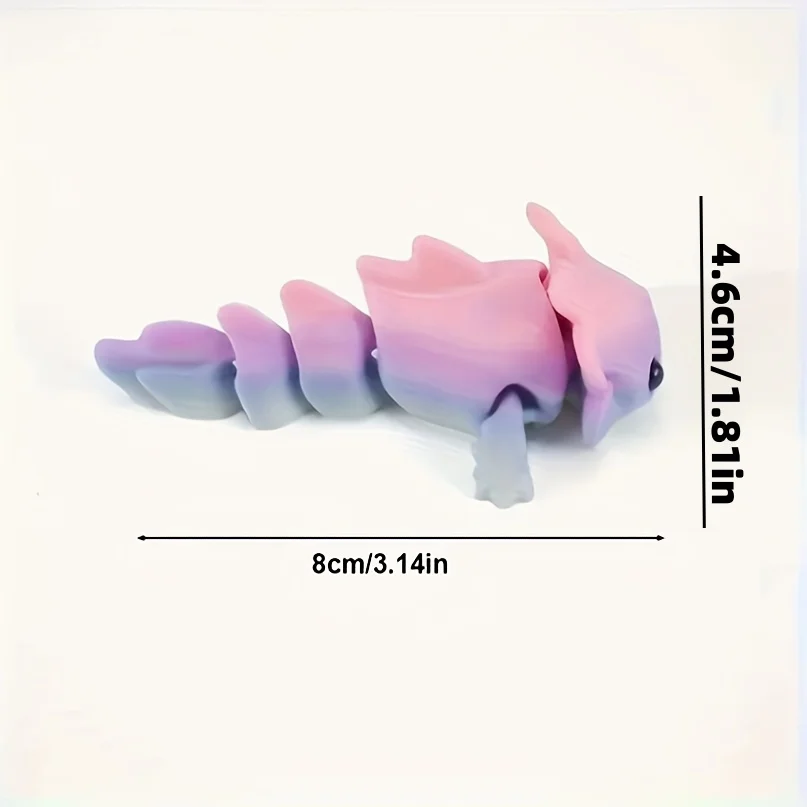 2-Pack of Randomly Colored 3D Printed Small Animals, Cute Salamanders with Movable Joints, Adorable Water Tiger Fish Figurines with Happy Expressions, Perfect for Holiday Gifts and Desktop Decorations, Great Holiday Gift Items
