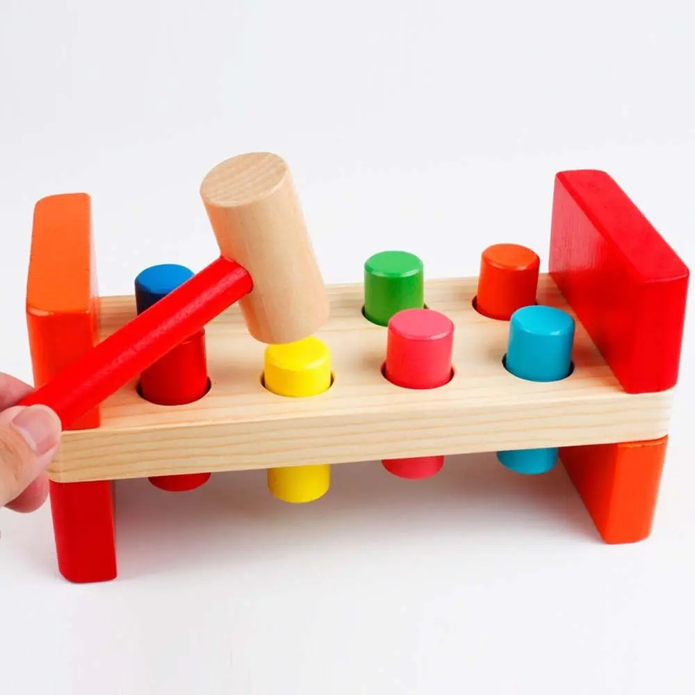 Fine Motor Training Wooden Hammer Toy Color Cognition Sensory Game Montessori Toy Colorful Geometric Figure Early Education Toy