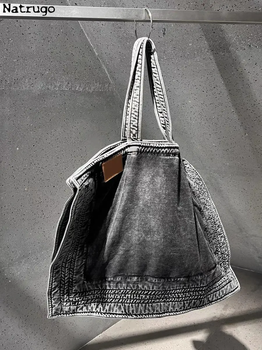 Imagem -06 - Bolsala Jeans Vintage para Mulheres Bolsa de Grande Capacidade Bolsa de Ombro Super Grande Jean Bolsa Hobo