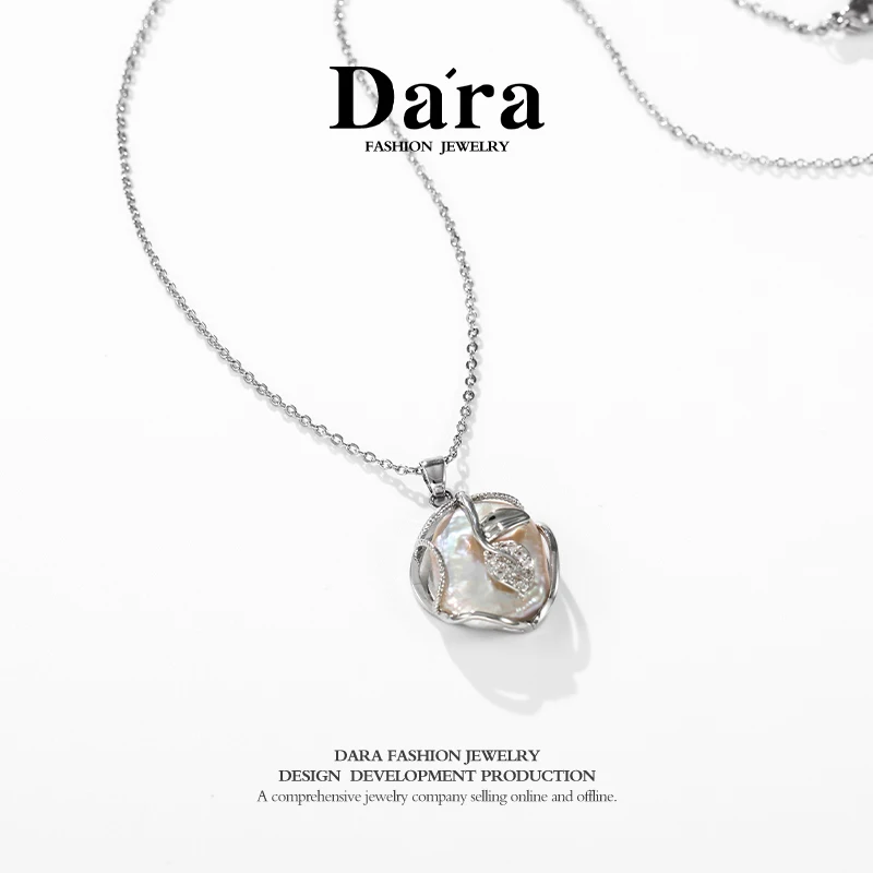 Freshwater Pearl Necklace S925 Silver Baroque Pearl 13-14mm, the first choice for women's daily commute and dating