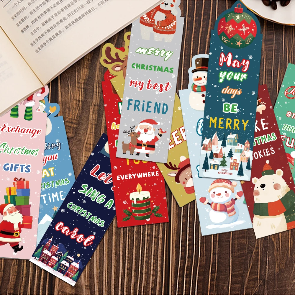 

30pcs Christmas Bookmark Cartoon Aesthetic Reading Page Books Marking Students DIY Creative Gifts Book Decoration Bookmarks