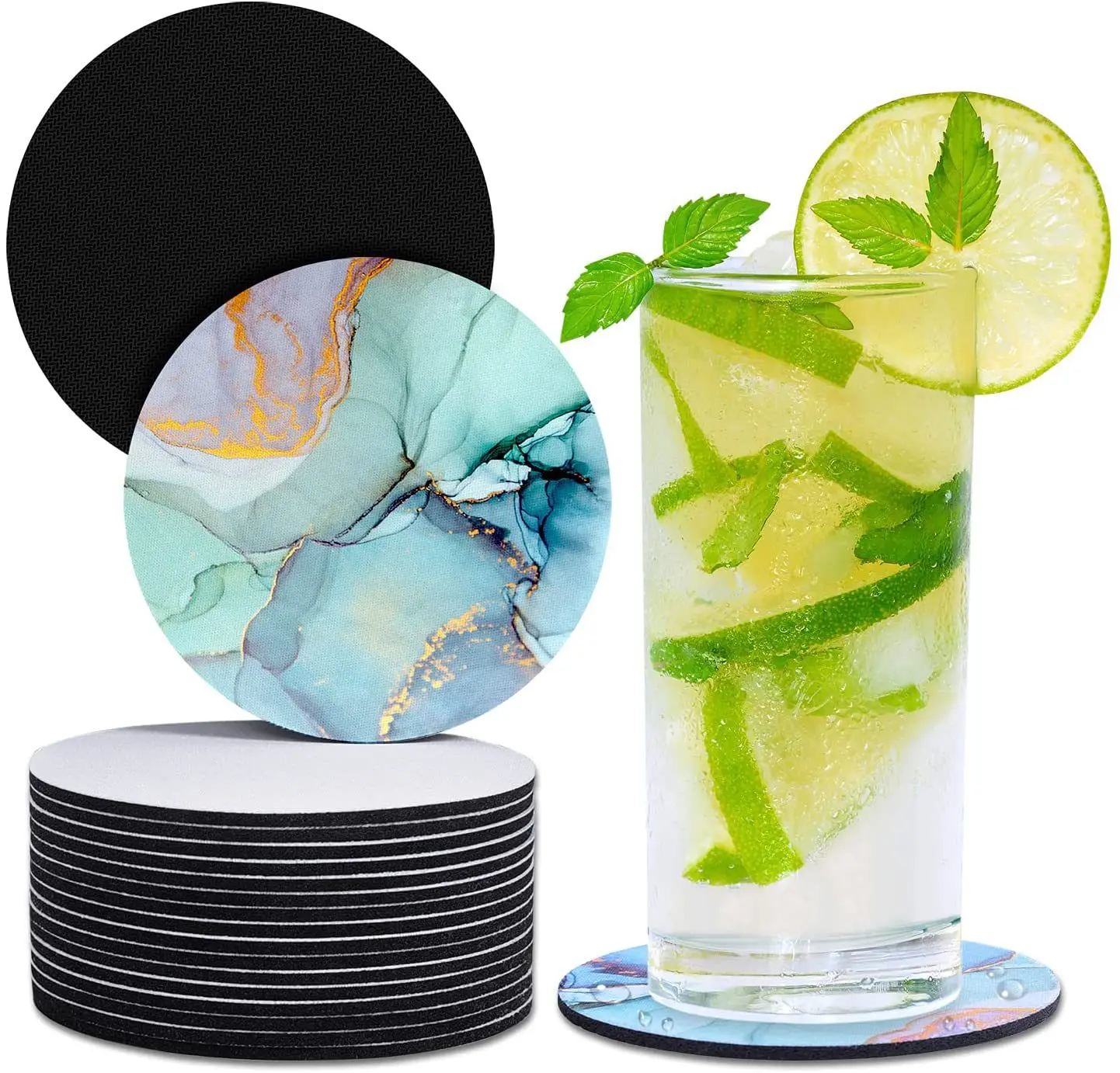 20PCS Bulk Sublimation Blanks Coaster DIY Car Cup Holder Blank Cup Pad Mat for Gifts Crafts Printable Heat Press Products