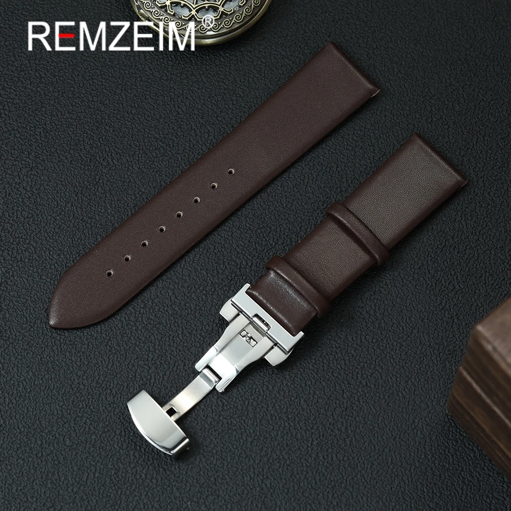 Ultradünnes Ersatz-Uhrenarmband, 18 mm, 20 mm, 22 mm, Uhrenzubehör, einfaches Business-Armband, weiches Armband mit Schmetterlingsverschluss