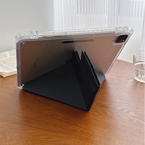 Imagen 2 del producto Para iPad Air 11 10th 4 5 10,9 13 Funda de cuero iPad 11th pro 11 10,2 9th 7th 8th 10,5 9,7 PRO 12,9 cubierta plegable magnética dura transparente acrílica
