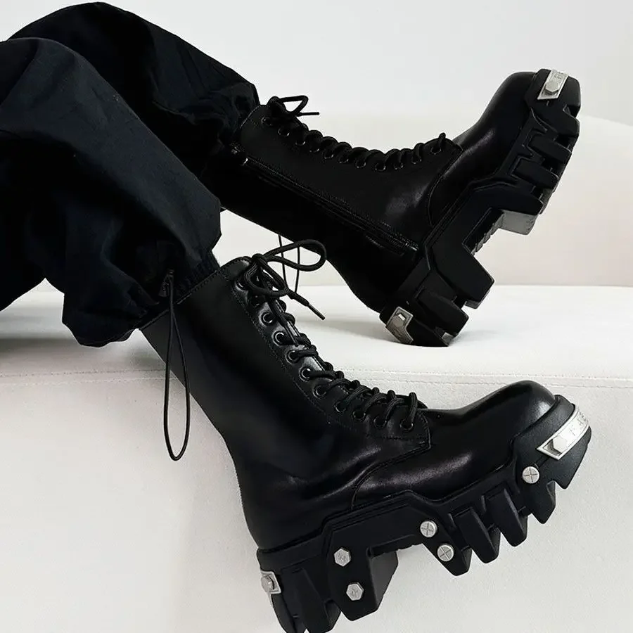 2024 Winter New Thick-soled High-top Locomotive Bulldozer Boots Men