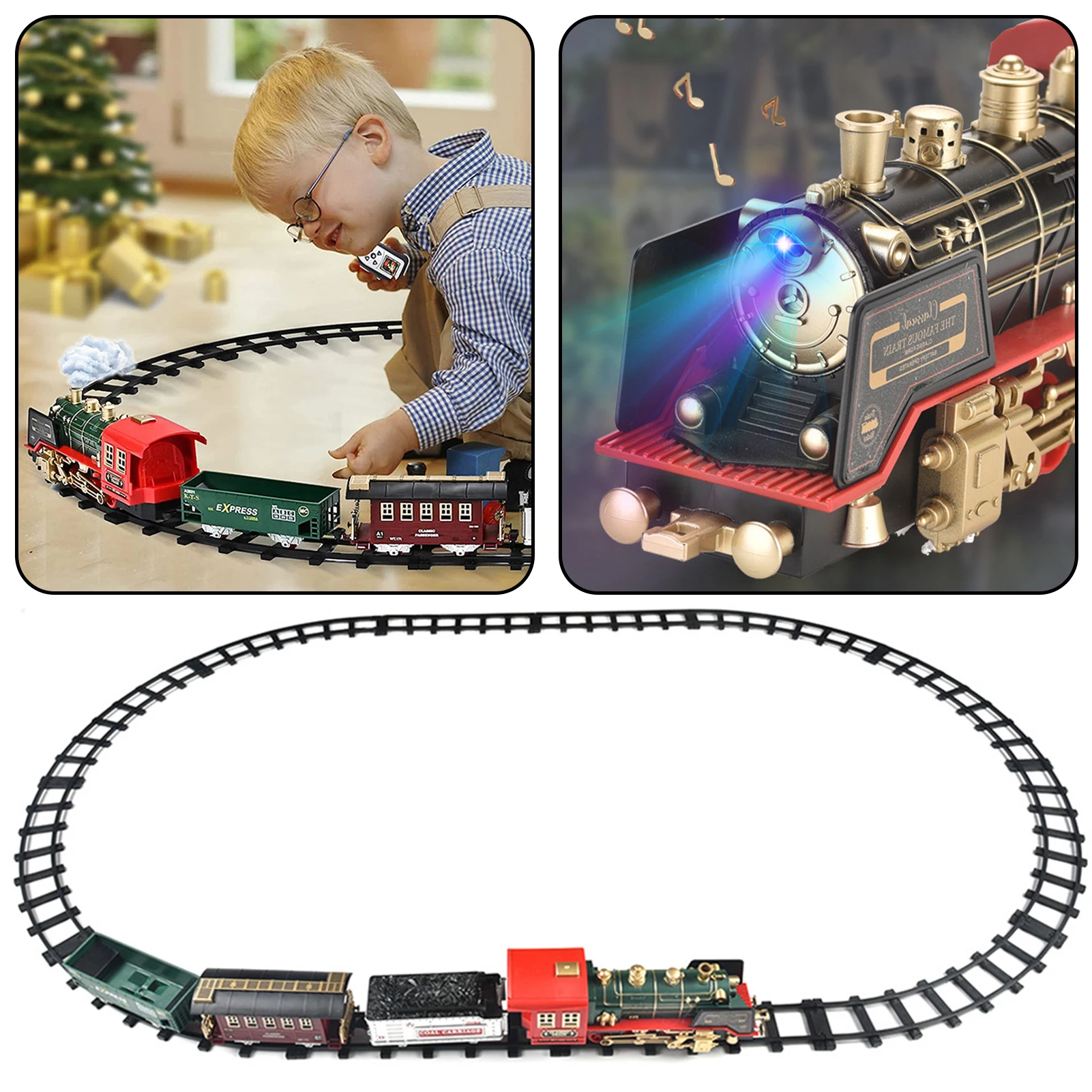 Battery Operated Musical Trains Set Realistics Sounds Led Lights Trains Toy With Steams For Boys Girls