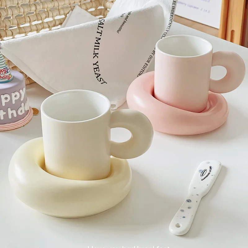 Premium Sense Milk cup  fufu simple Ceramic Mug Set Creative personality ins Office afternoon tea Coffee mug