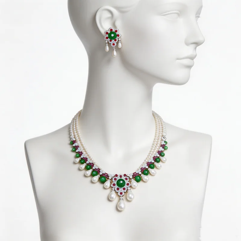 Designer Style Dinner Party Earrings Necklace Inlay Cubic Zircon White Shell Pearl Tassels Green Pumpkin Pendant Jewelry Sets