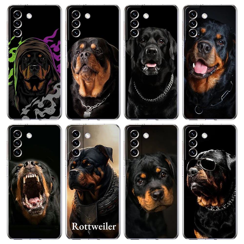 Rottweiler Dog Phone Case for Samsung Galaxy S24 S23 S22 S20 S21 FE Ultra S24 S23 S10 S10E S9 S8 Plus 5G Transparent Shell Capas