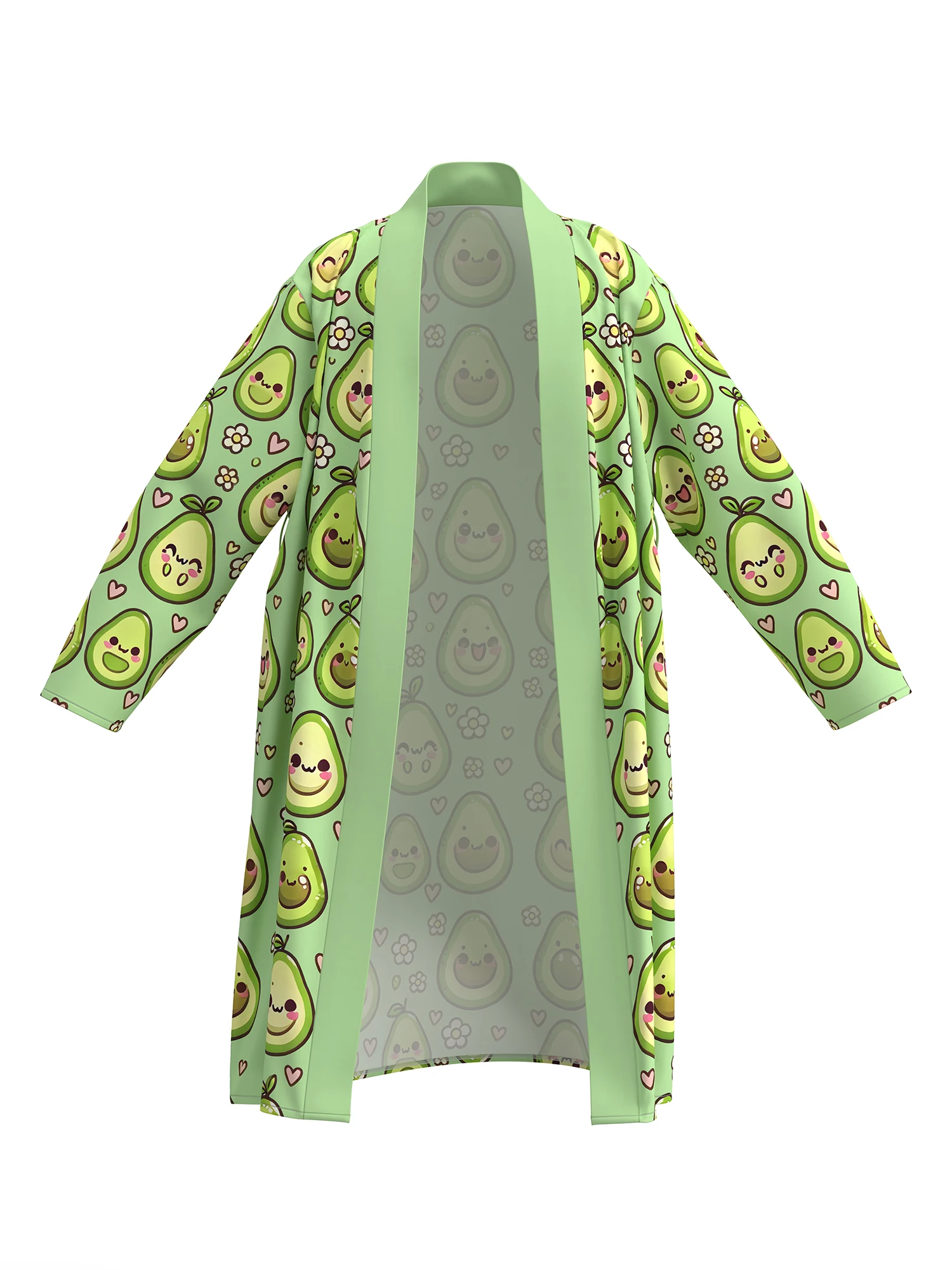 2026 new men's home robe 3D digital full-print avocado casual bathrobe spring and summer thin quick-drying home robe with belt c