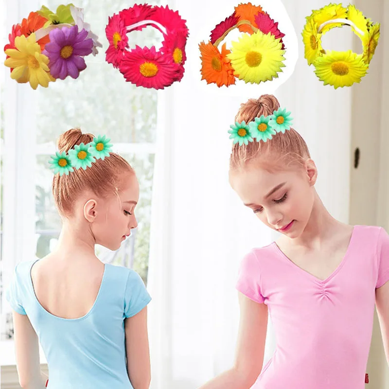 

Daisy Flower Hair Bun Ring Holder Garland Scrunchies Floral band For Girls Ladies