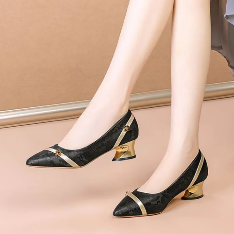 zapatos de mujer women sexy party night club high quality square heel shoes lady classic hotel work office green shoes ga80