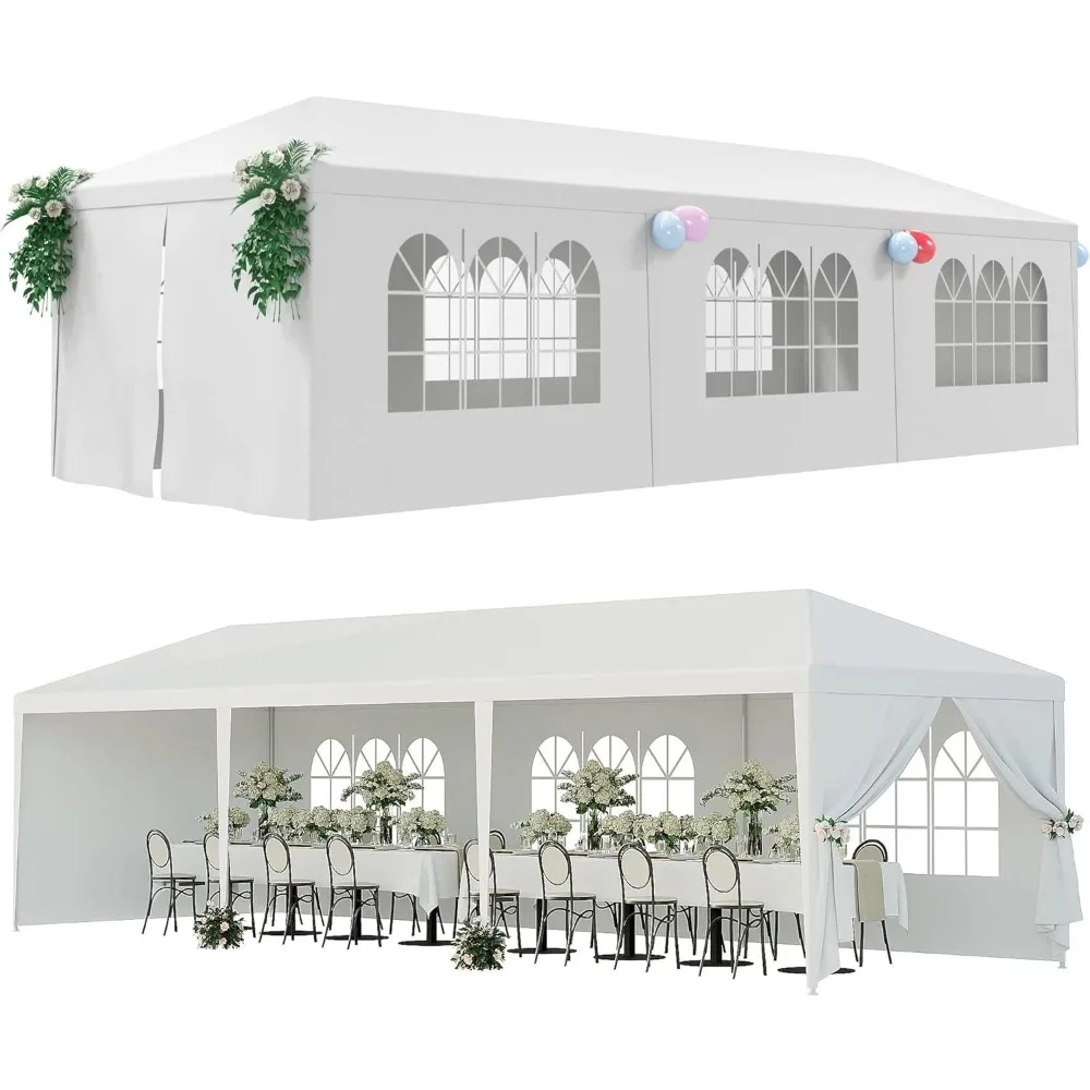 Party Tent Gazebo Wedding Canopy Tent w/Removable Sidewalls for Parties,Heavy Duty Waterproof Anti-UV Carport Canopy Outdoor Gazebo With Removable Sidewalls Commercial Party Tent for Wedding BBQ Outdoor Events