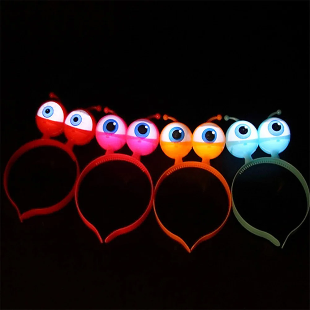 

4 pcs Glowing Headb s Halloween LED Light Up Eyeball Hairb Party Hats Festive Accessories Stretchy One Size Fits Most