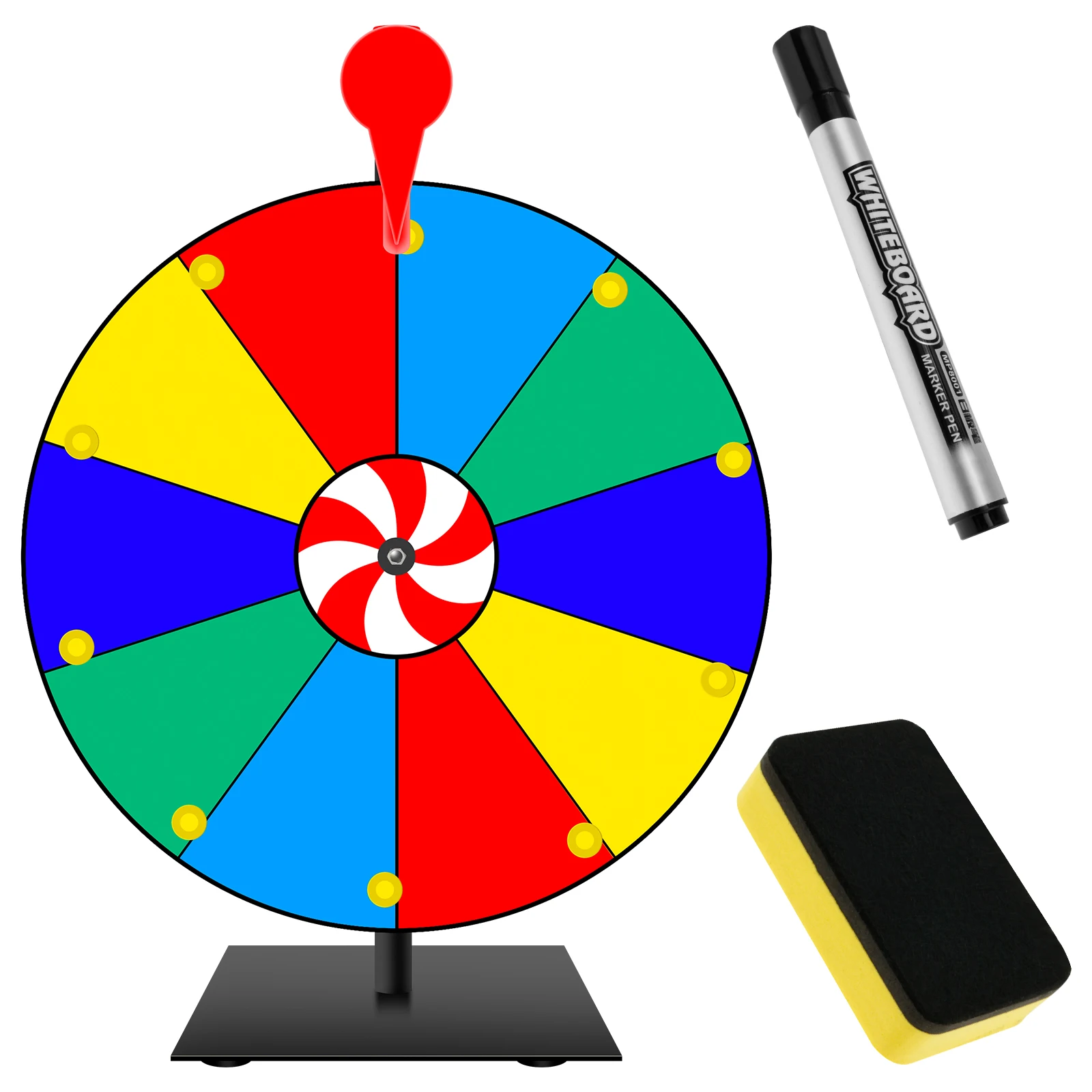 

Prize Wheel Tabletop Spinning Prize Wheel Editable Spinning Wheel 10 Slots Color Spin Wheel Dry Erase Spinner Wheel with Dry