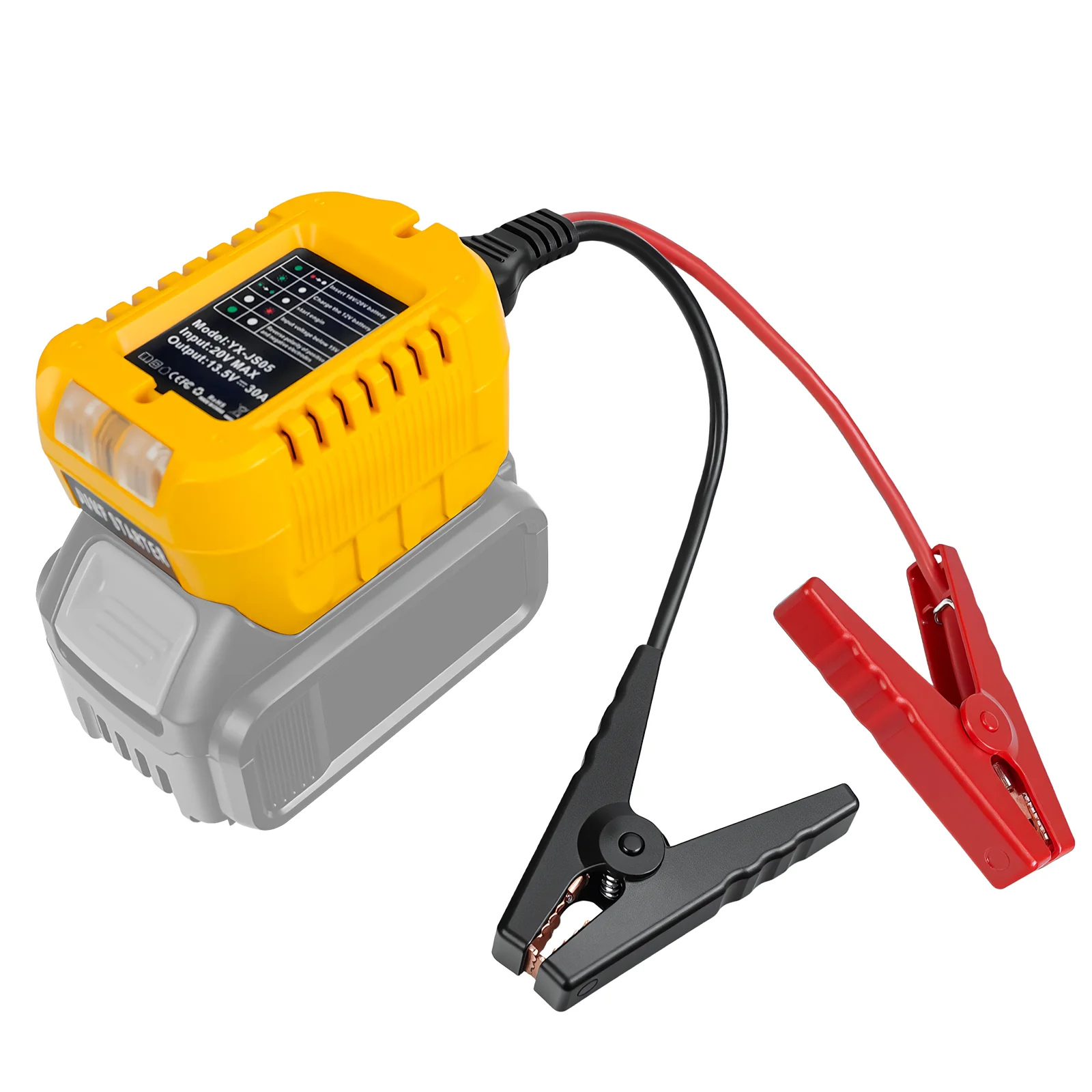 

Соединительные кабели 10AWG с адаптером для батареи Dewalt 20 В, портативная перемычка для стартера, автомобильные усиливающие кабели питания (без батареи)