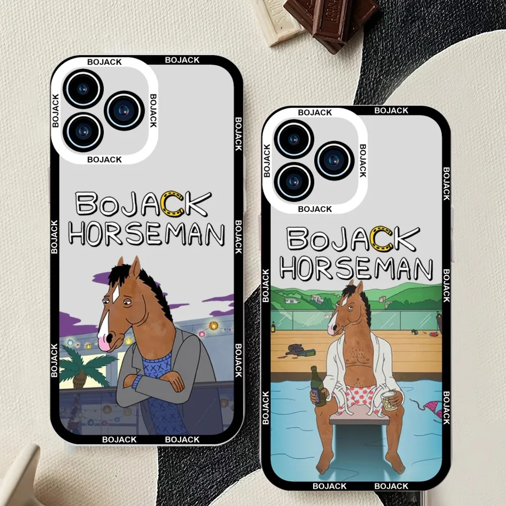 B-BoJacks Cartoon Phone Case For iPhone 11 12 Mini 13 14 15Pro Max Transparent Shell