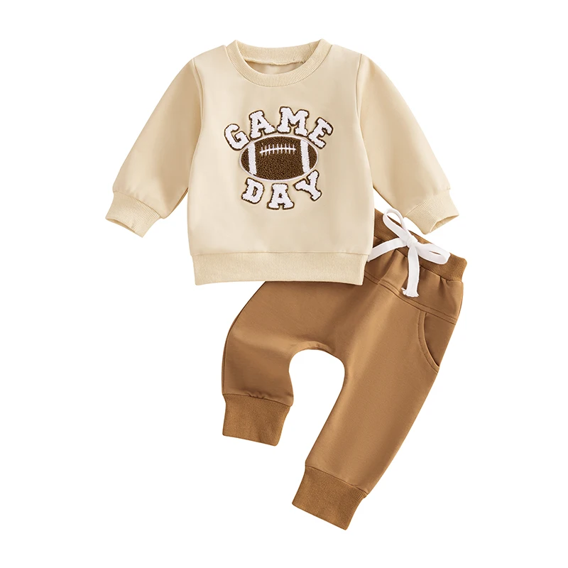 Toddler Baby Boy Football Outfit On Sundays We Watch Football with Daddy Sweatshirt Top Pants Infant Fall Clothes