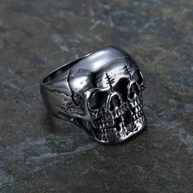 Men's alloy double headed double bone skull ring fashion design hip-hop street style clothing accessories party ring