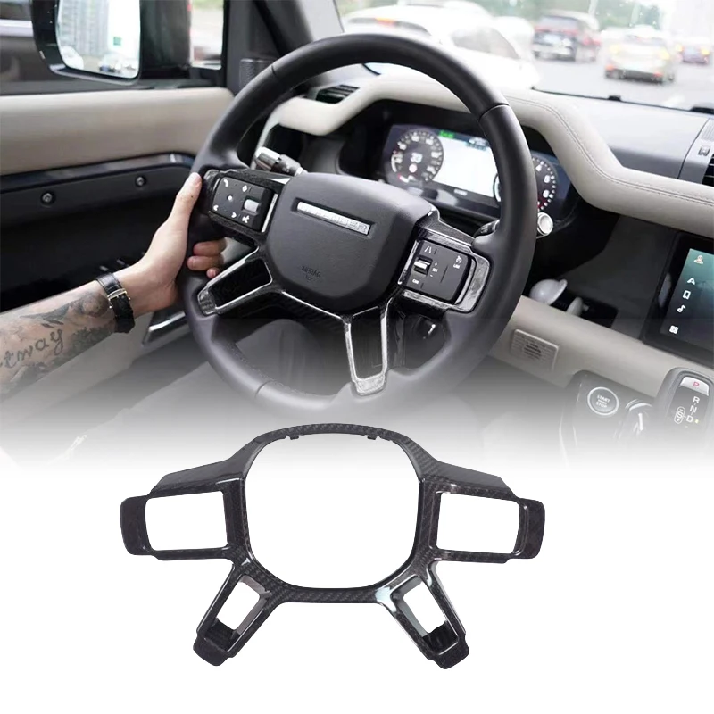 Interior Trim Steering Wheel Button Cover Trim Carbon Fiber Steering Wheel Button Trim Frame For Land Rover 2020