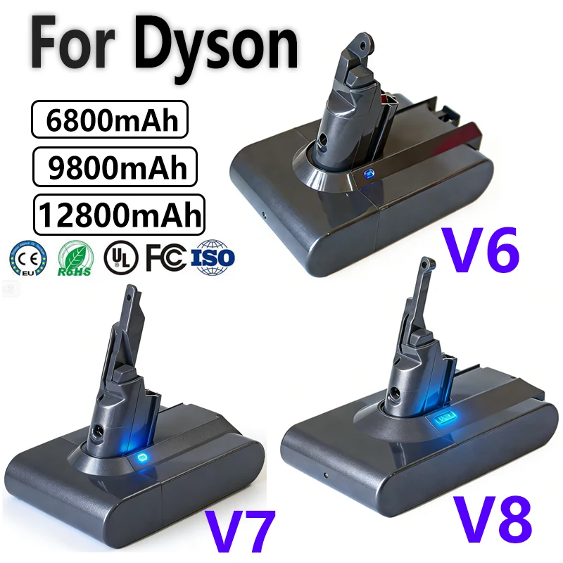 New 21.6V 9800/12800mAh Replacement Battery for Dyson V8 V7 V6 Absolute /Fluffy /Animal Li-ion Vacuum Cleaner Battery
