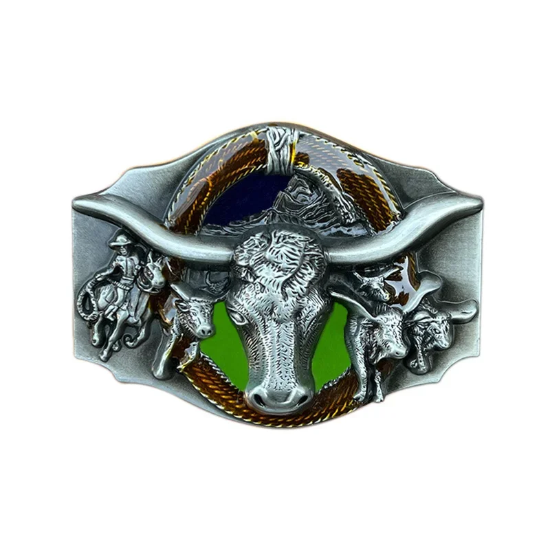 الرجعية النمط الغربي Bullhead حزام مشبك عارضة الأزياء التبعي #1