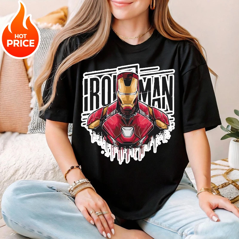 الرجل الحديدي مارفل بوي فتاة 2026 تيشيرت صيفي الأسرة الوالدين والطفل ارتداء المتضخم عادية فضفاض قمصان قصيرة الأكمام النساء تي شيرت Y2k #1