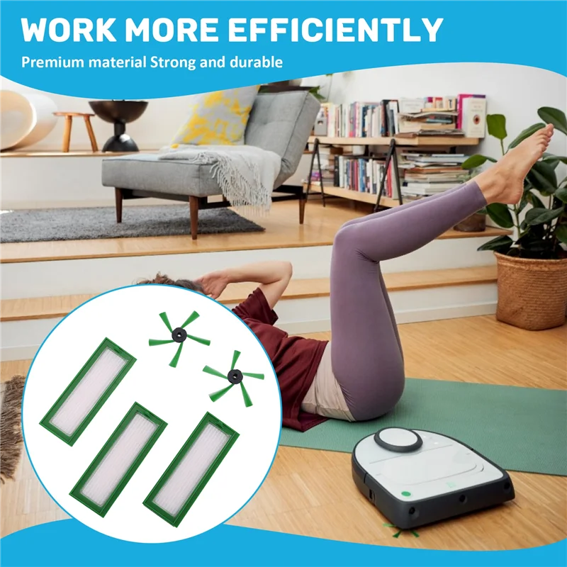 YCOC-Juego de accesorios para robots aspiradores Vorwerk Kobold VR200 y VR300, 3 filtros HEPA y 2 cepillos laterales