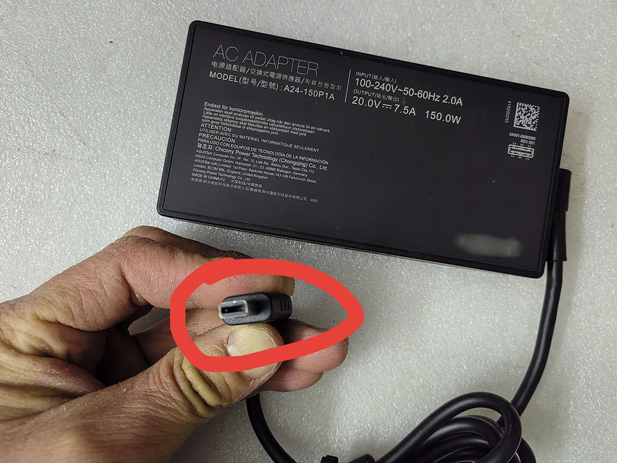 20V 7.5A A24-150P1A(Rectangle Conn) 0A001-00083800 REV:X01 418200233 For ASUS Gaming V16 (V3607) V3607VM 150W Adapter Genuine