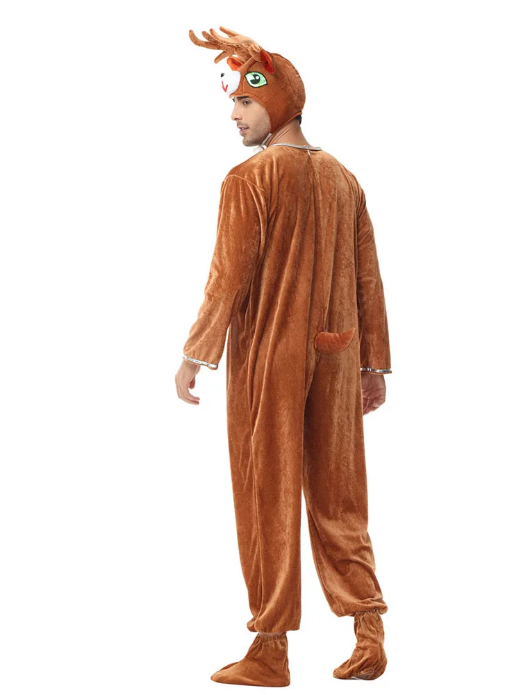 

Костюм оленя на Хэллоуин для взрослых, комбинезон с оленями, забавный костюм с изображением животных, костюм для выступлений, полиэстер, материал