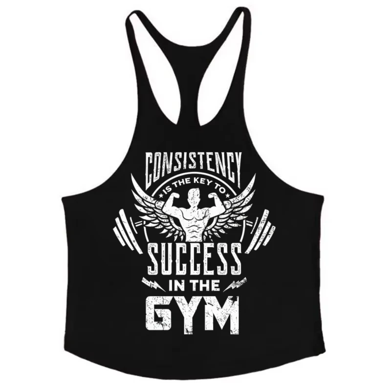 Men's Fitness Gym Stringer, Bodybuilding Sleeveless Tank, Y Back Vest, Quick-Dry Lightweight Cotton Weightlifting Clothing