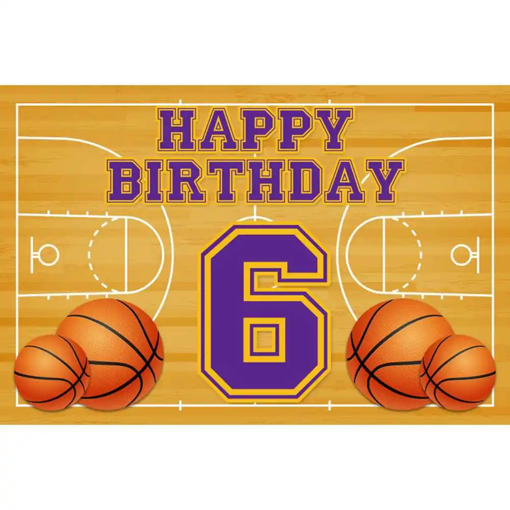 Basketball Theme Customizable Name Background Boy Birthday Party Decoration Happy Birthday Sports Basketball Basketball Court