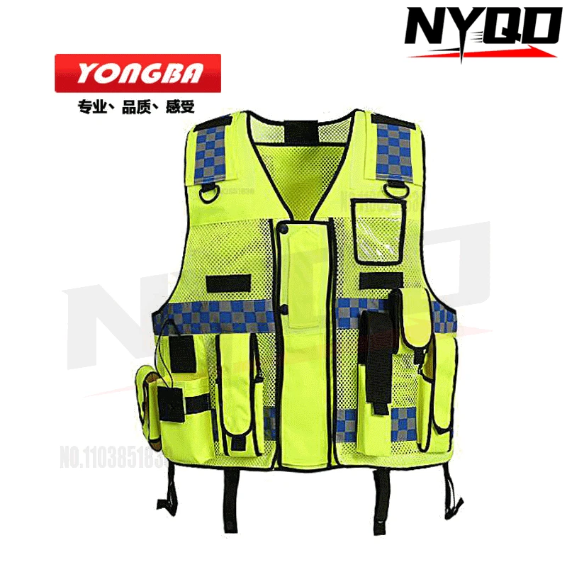 Motorcycle Vest Fluorescent Yellow Multi Pocket Reflective Vest Raincoat Vest Cycling Vest motorcycle armor vest riding vest