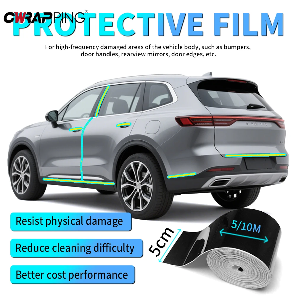 

Carbon Fiber Cars Bumper Pillar Protection Car Sticker Vinyl Auto Tuning Wrap Matte Black Vinyl Wrap Waterproof Car Accessories