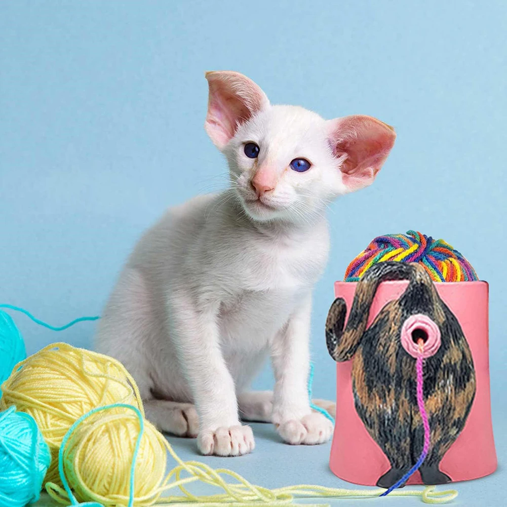 

Cat Butt Knitting Bowl Crochet Bowl Yarn Storage Bowl for DIY Knitting Crocheting Accessories