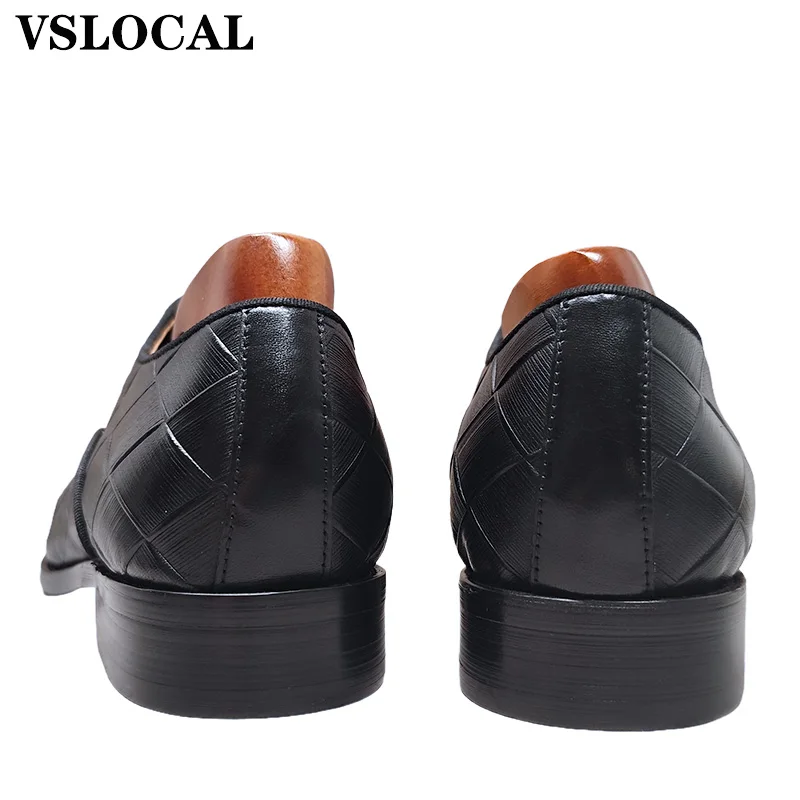 أحذية أكسفورد للرجال باللون الأسود بأربطة مدببة من القماش القطني مطبوعة فستان كاجوال للرجال أحذية رسمية لحفلات الزفاف والمكتب أحذية من الجلد للرجال #5