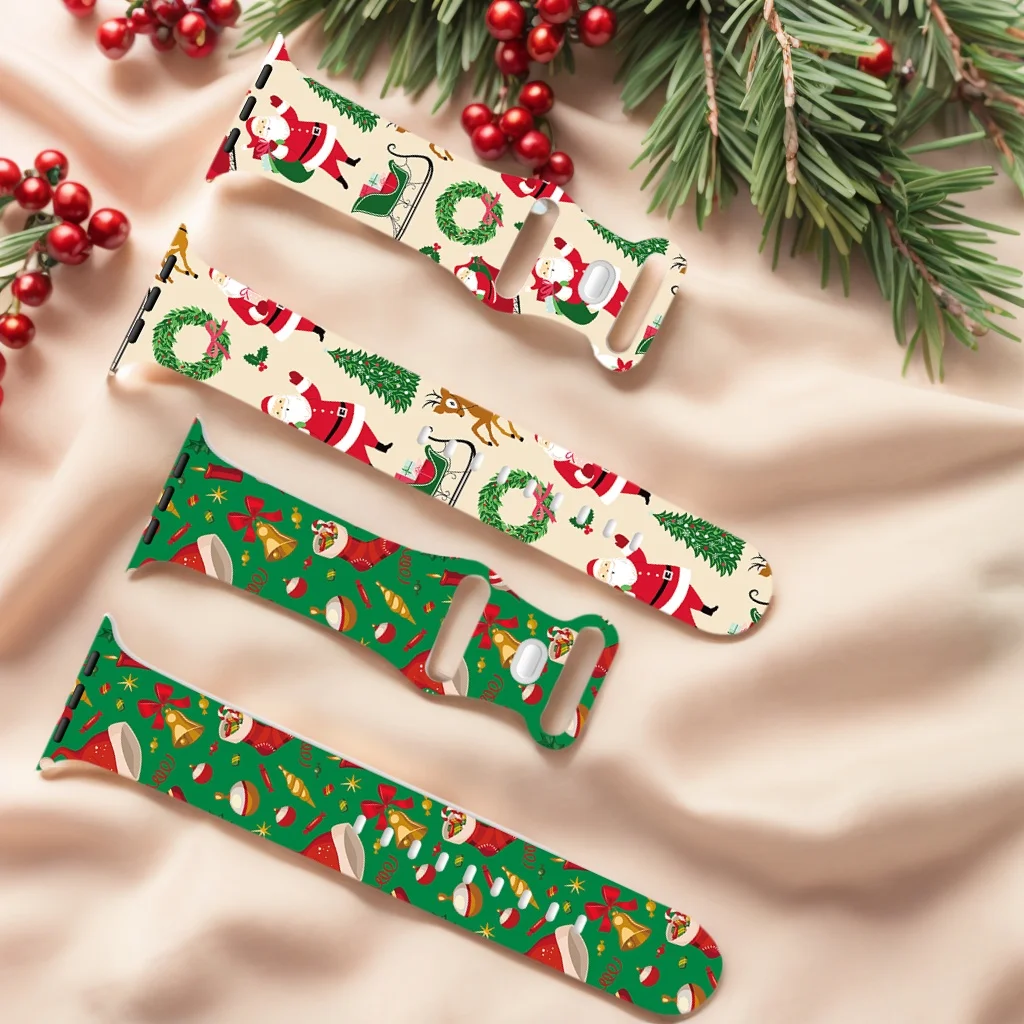 Christmas Band for Apple Watch Ultra3 Strap 11 10 9 8 7 6 5 4 SE Silicone Bracelet for iWatch 46mm 49mm 44mm 45mm 41mm 42mm Band