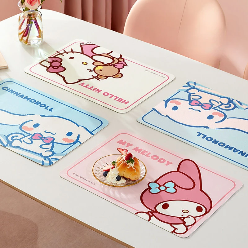 Sanrio Kawaii HelloKitty Children's Student Insulation Pad Waterproof and Oil-proof Washable and Anti-scalding Leather Table Mat